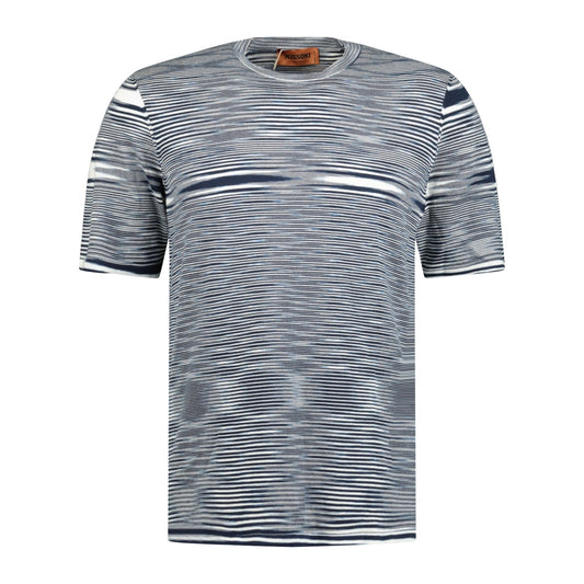 Missoni Knitted Stripe T-Shirt White & Navy