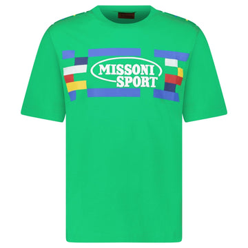 Missoni Embroidered Print T-Shirt Green Tambourine Multicolour Heritage