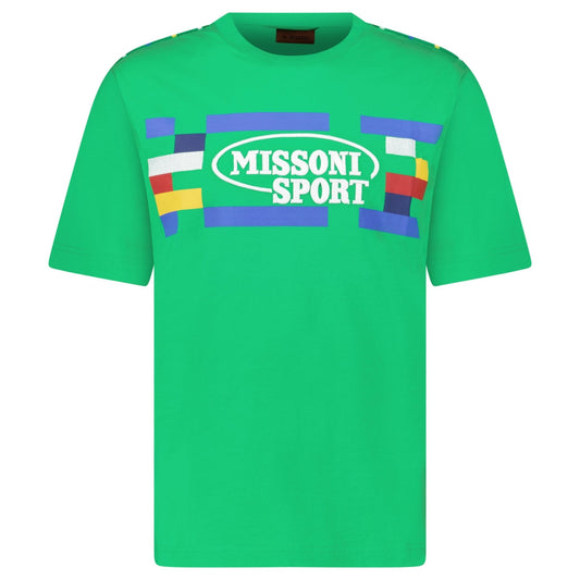 Missoni Embroidered Print T-Shirt Green Tambourine Multicolour Heritage
