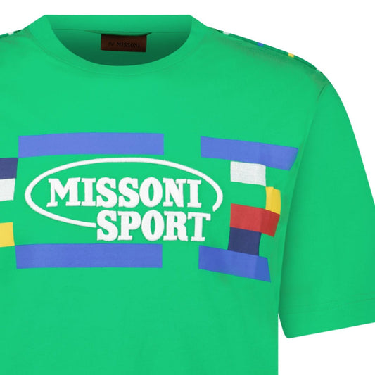 Missoni Embroidered Print T-Shirt Green Tambourine Multicolour Heritage