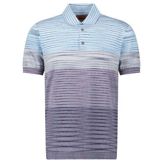 Missoni Short Sleeve Polo Knitted Light Blue And Purple Tones