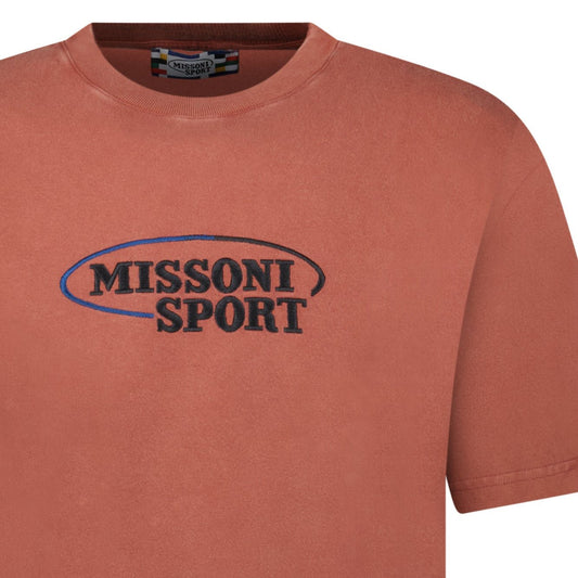 Missoni Sport Embroidery Logo Crew Neck T-Shirt Rust Brown