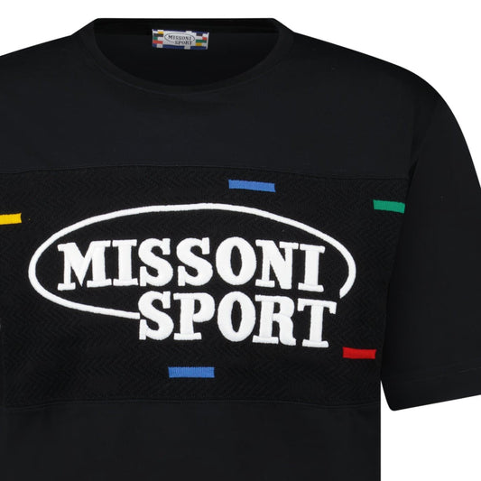 Missoni Sport Knitted Insert Logo T-Shirt Black Heritage