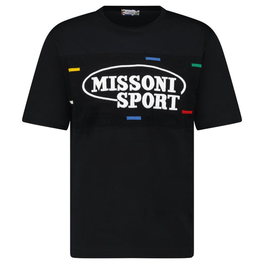 Missoni Sport Knitted Insert Logo T-Shirt Black Heritage