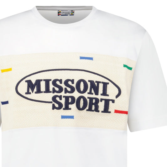 Missoni Sport Knitted Insert Logo T-Shirt White Heritage