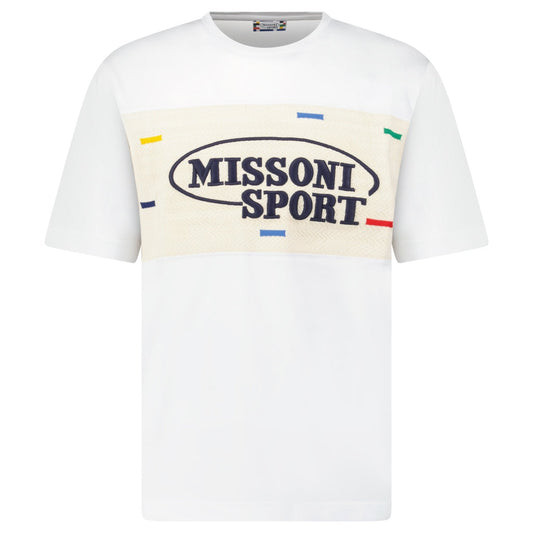 Missoni Sport Knitted Insert Logo T-Shirt White Heritage