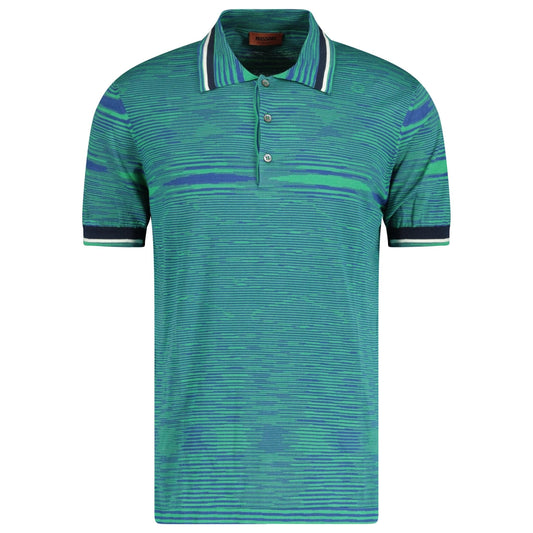 Missoni Short Sleeve Knitted Collar Neck Polo T-Shirt Teal