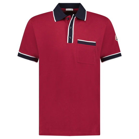 Moncler Striped Logo Polo Shirt in Red