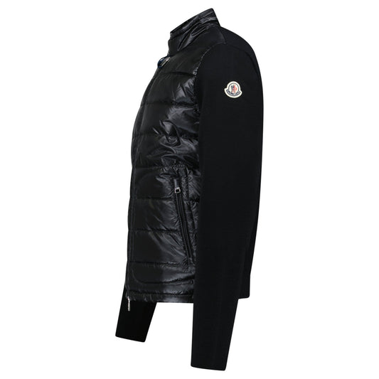 Moncler Padded Wool Zip-Up Cardigan Black
