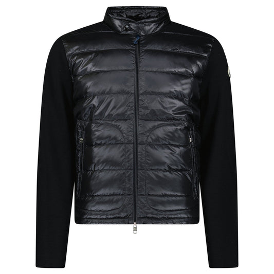 Moncler Padded Wool Zip-Up Cardigan Black