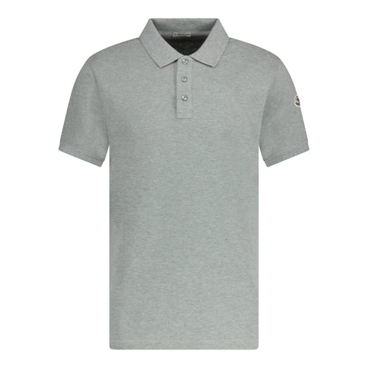 Moncler Stripe Collar Cotton Polo T-Shirt Grey