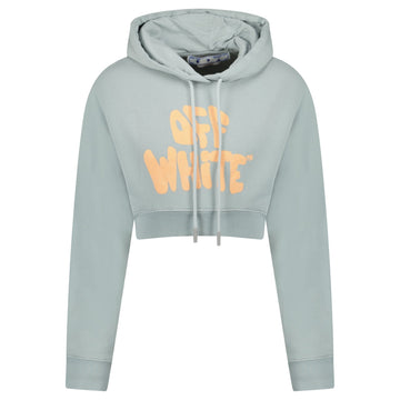 Off-White 70's Type Logo Crop Sweatshirt Grey