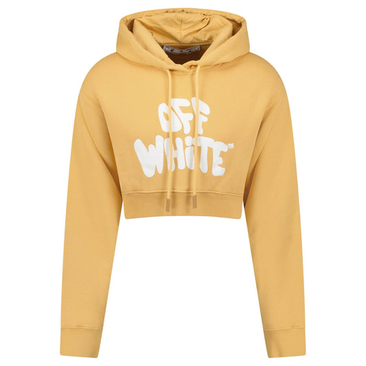 Off-White 70's Type Logo Crop Sweatshirt Sand