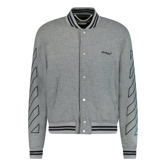 Off-White Diagonal Outline Varsity Jacket Grey