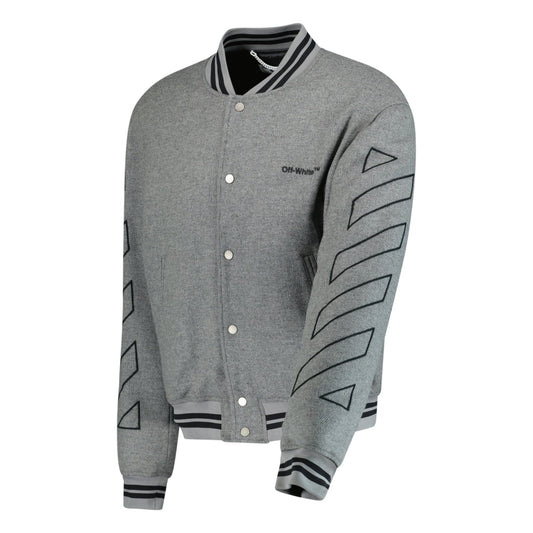 Off-White Diagonal Outline Varsity Jacket Grey