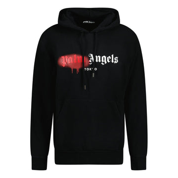 Palm Angels Tokyo Sprayed Logo Hooded Sweatshirt Black