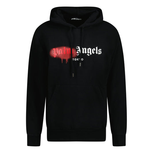 Palm Angels Tokyo Sprayed Logo Hooded Sweatshirt Black