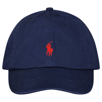 Polo Ralph Lauren Cotton Chino Baseball Cap in Navy with Red Logo