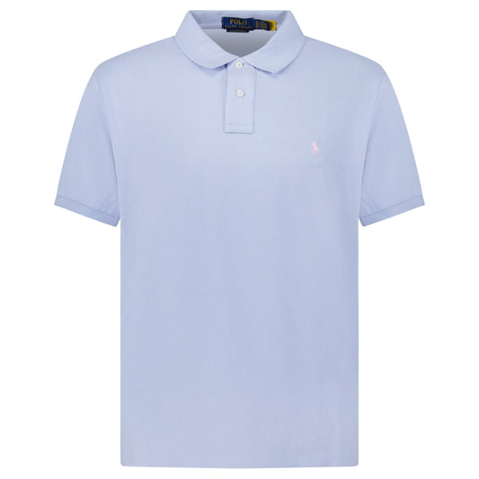 Polo Ralph Lauren Cotton Mesh Custom Slim Fit Polo Shirt in Light Blue