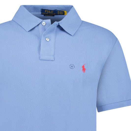 Polo Ralph Lauren Custom Slim Fit Mesh Polo Shirt in Campus Blue