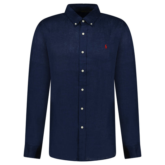 Polo Ralph Lauren Slim Fit Linen Shirt in Newport Navy