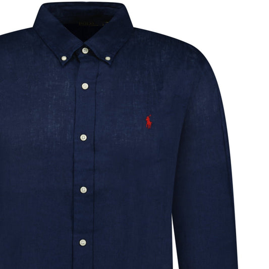 Polo Ralph Lauren Slim Fit Linen Shirt in Newport Navy
