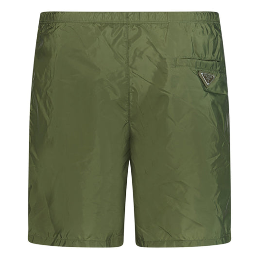 Prada Metal Logo Swim Shorts Khaki
