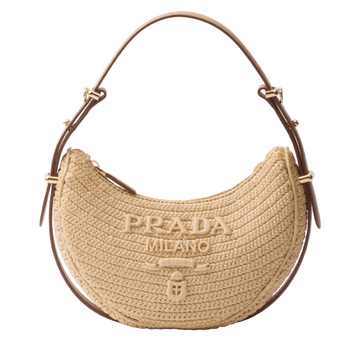 Prada Crochet Arque Bag Natural Brown