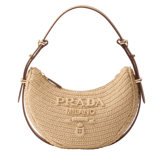 Prada Crochet Arque Bag Natural Brown