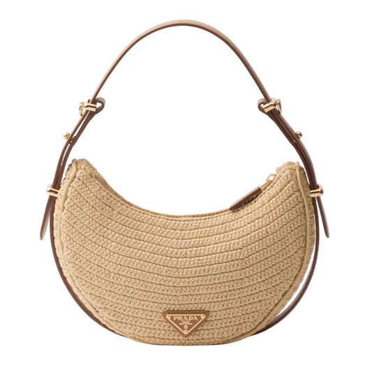 Prada Crochet Arque Bag Natural Brown