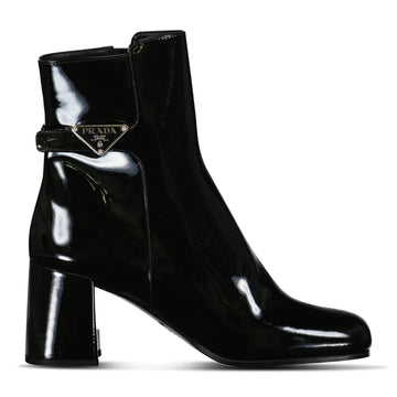 Prada Tronchetti Ank Boots in Black Patent Leather