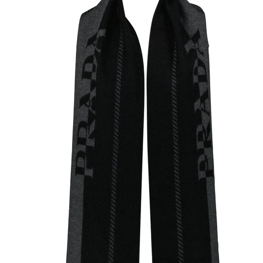 Prada Wool Scarf in Slate Grey/Black