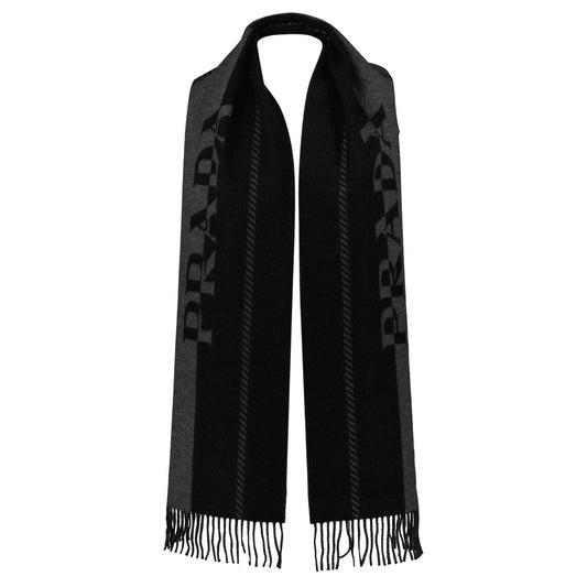 Prada Wool Scarf in Slate Grey/Black
