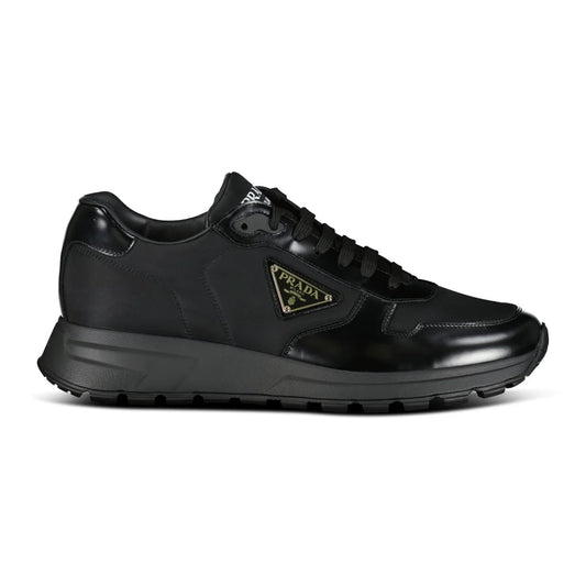 Prada Prax 01 Triangle Logo Leather Trainers Black