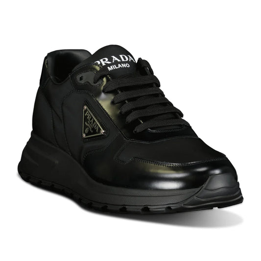 Prada Prax 01 Triangle Logo Leather Trainers Black
