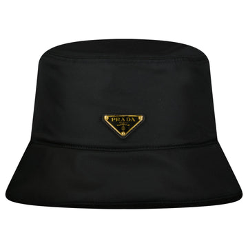 Re-Nylon and Shearling Bucket Hat in Nero