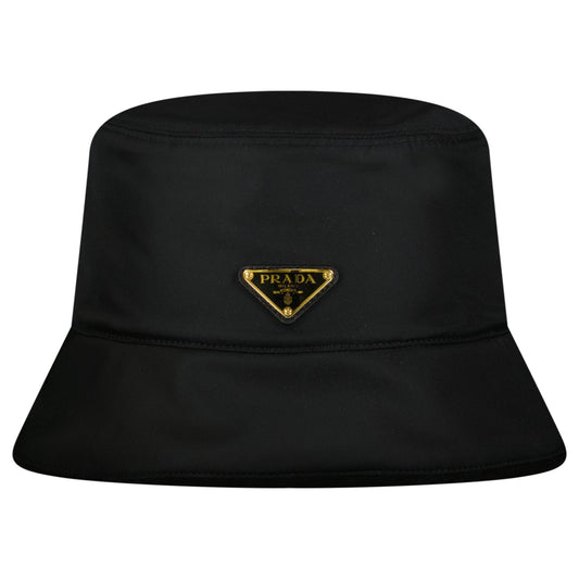 Re-Nylon and Shearling Bucket Hat in Nero