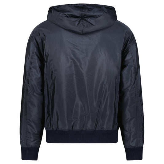 Prada Triangle Logo Zip Hooded Jacket Navy
