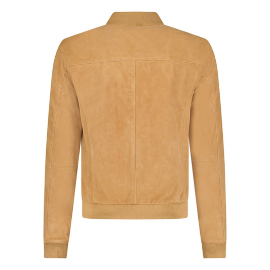 Ruffo Button-Up Suede Jacket Beige