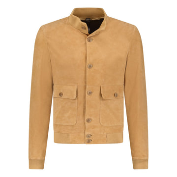 Ruffo Button-Up Suede Jacket Beige