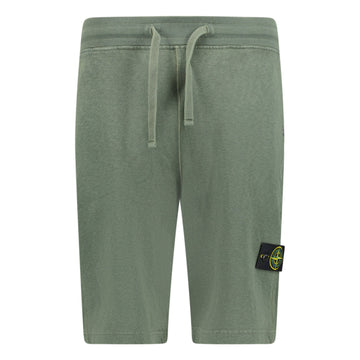 Stone Island Badge Bermuda Sweat Shorts Musk Green