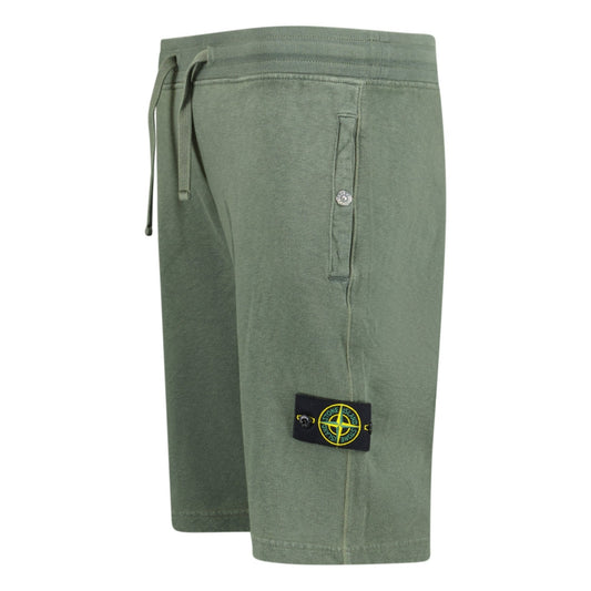 Stone Island Badge Bermuda Sweat Shorts Musk Green