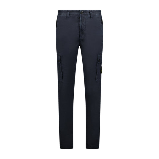 Stone Island Badge Cotton Cargo Trousers Navy