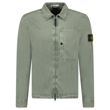 Stone Island Brushed 'Old Effect' Cotton Overshirt Musk Green