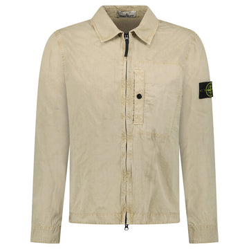 Stone Island Brushed Organic Cotton Canvas Overshirt in Desert