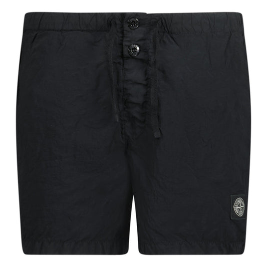 Stone Island Compass Button Chrome Swim Shorts Black