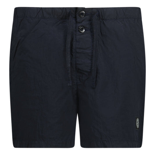 Stone Island Chrome Swim Shorts With Buttons Navy