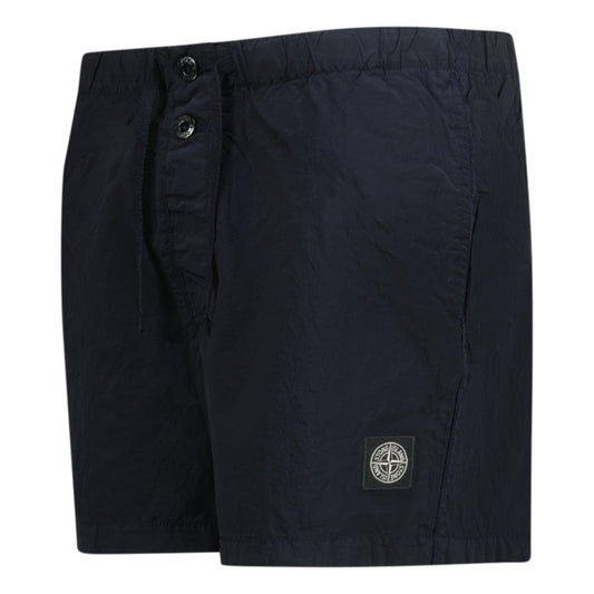 Stone Island Compass Button Chrome Swim Shorts Navy