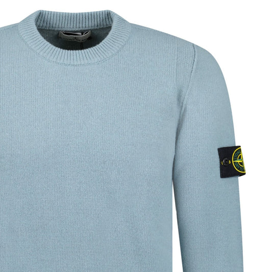 Stone Island Compass-Badge Knit Wool Jumper Green Grey