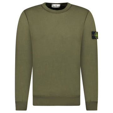 Stone Island Compass Badge Organic Cotton Crewneck Sweatshirt Military Green
